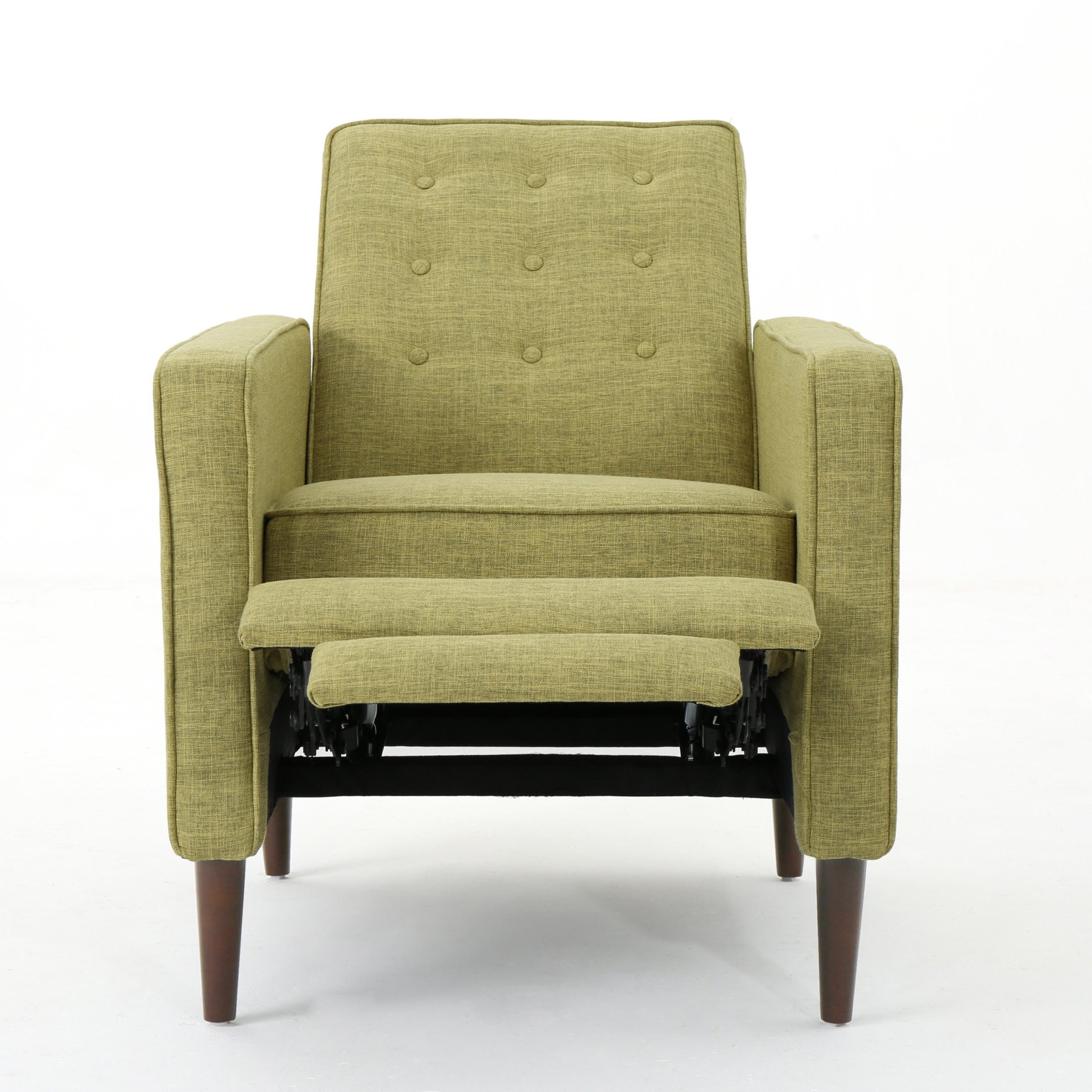 Macedonia - Mid Century Modern Button Tufted Fabric Recliner - Green - Image 11