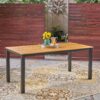 Rectangular Outdoor Dining Table Tabletop With Iron Legs - Black - Image 2