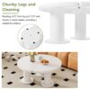 Round Petal Shaped Coffee Table Style Center Table With 3 Thick Legs Minimalist Irregular End Table With Sleek Round Edges For Living Room - White - Image 5