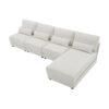 Oversized Deep Seat Sectional Sofa With Reversible Chaise, Loop Yarn Fabric 5 Seat Armless Indoor Furniture, Convertible L-Shaped Couch - Cream - Image 6