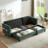 Upholstered Sectional Sofa With Movable Ottoman And Storage - Green - Image 15