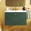 Wall Mounted Bathroom Vanity With Resin Sink, Floating Bathroom Storage Cabinet With 2 Drawers, Bathroom Cabinet - Green - Image 19