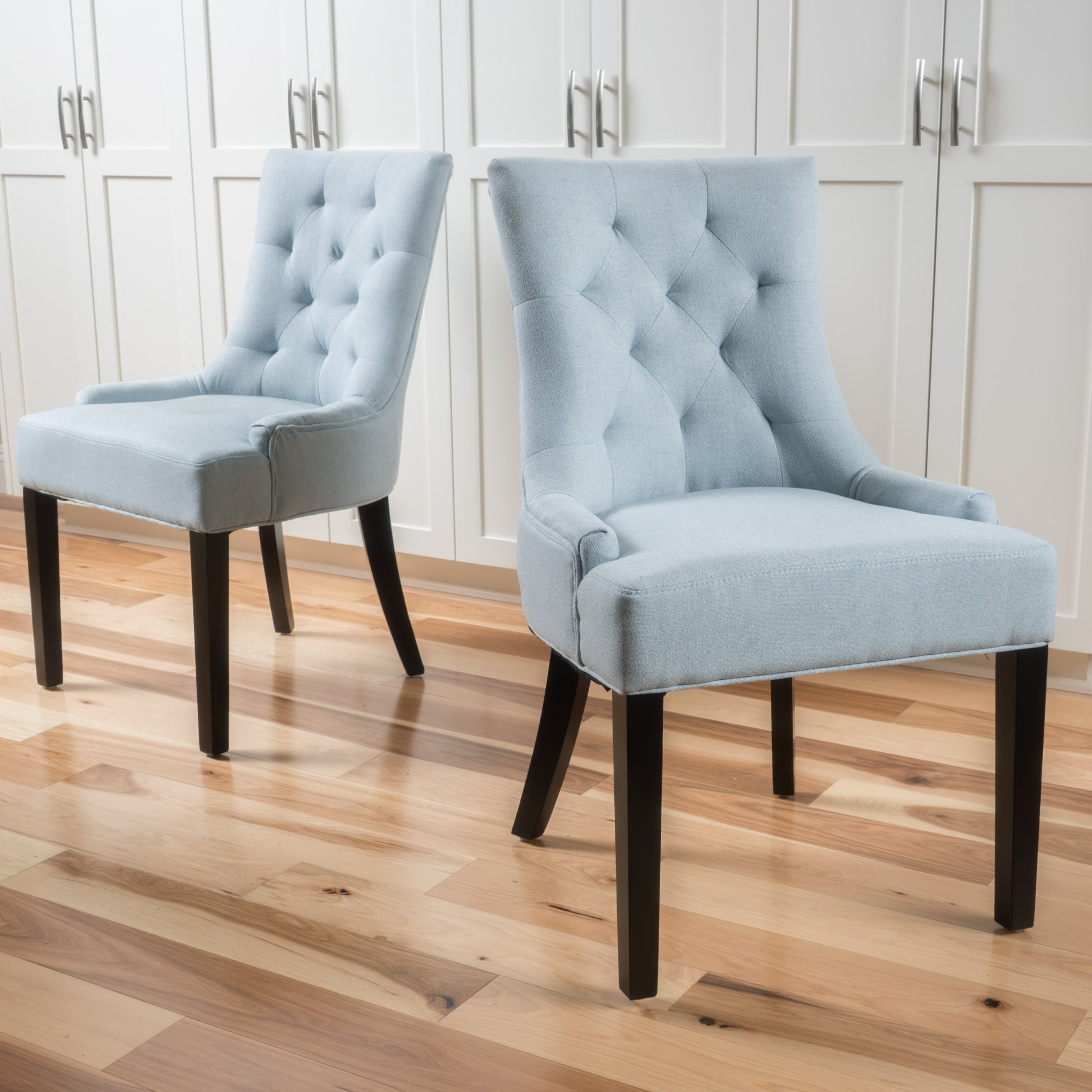 Cheney - Contemporary Dining Chair Set With Tufted Design And Wood Legs - Light Blue - Image 4