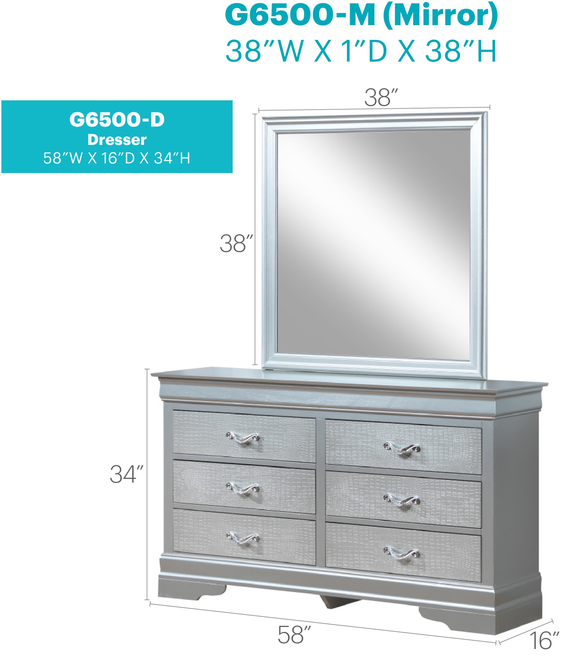 Modern Sophisticated Dresser - Silver Champagne - Image 6