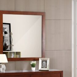 Modern Design Transitional Wall Mirror - Cherry
