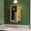 Recessed Metal Framed Medicine Cabinet With Mirror And Adjustable Shelves Wall Mirror With Storage For Bathroom - Matte Gold - Image 4