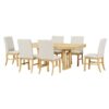 Topmax - 7 Piece Traditional Extendable Dining Table Set With Butterfly Leaf And 6 Upholstered Dining Table Set - Natural - Image 8