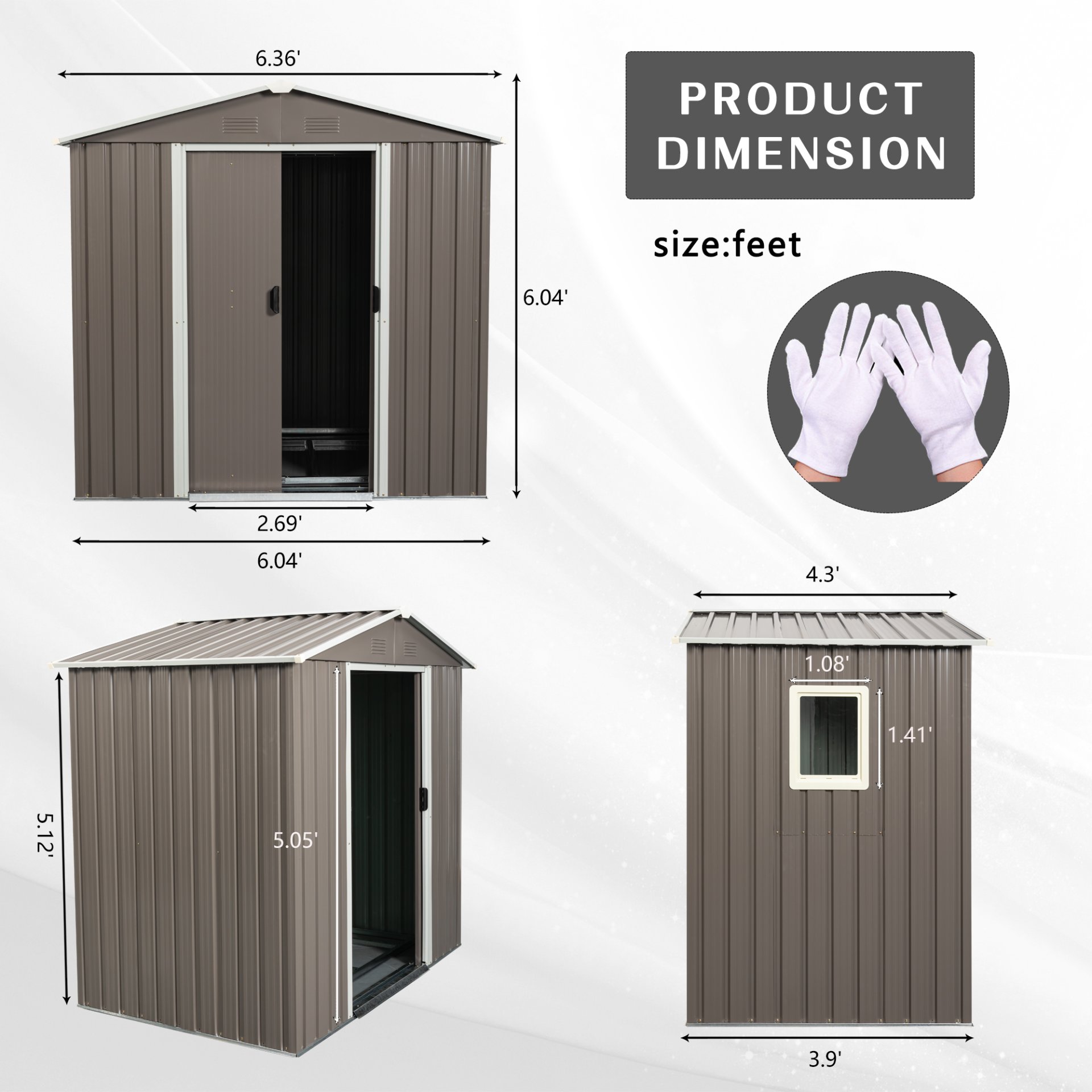Outdoor Metal Storage Shed With Window - Gray - Image 8