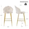 Elegant Shell Shape Off White Velvet Bar Chair Plated Metal Legs For Coffee Shops And Restaurants (Set of 2) - Gold - Image 3