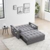 Modern Convertible Sleeper Sofa Couch With Pull Out Bed With Pillows & Side Pockets For Small Space, Living Room - Gray - Image 7
