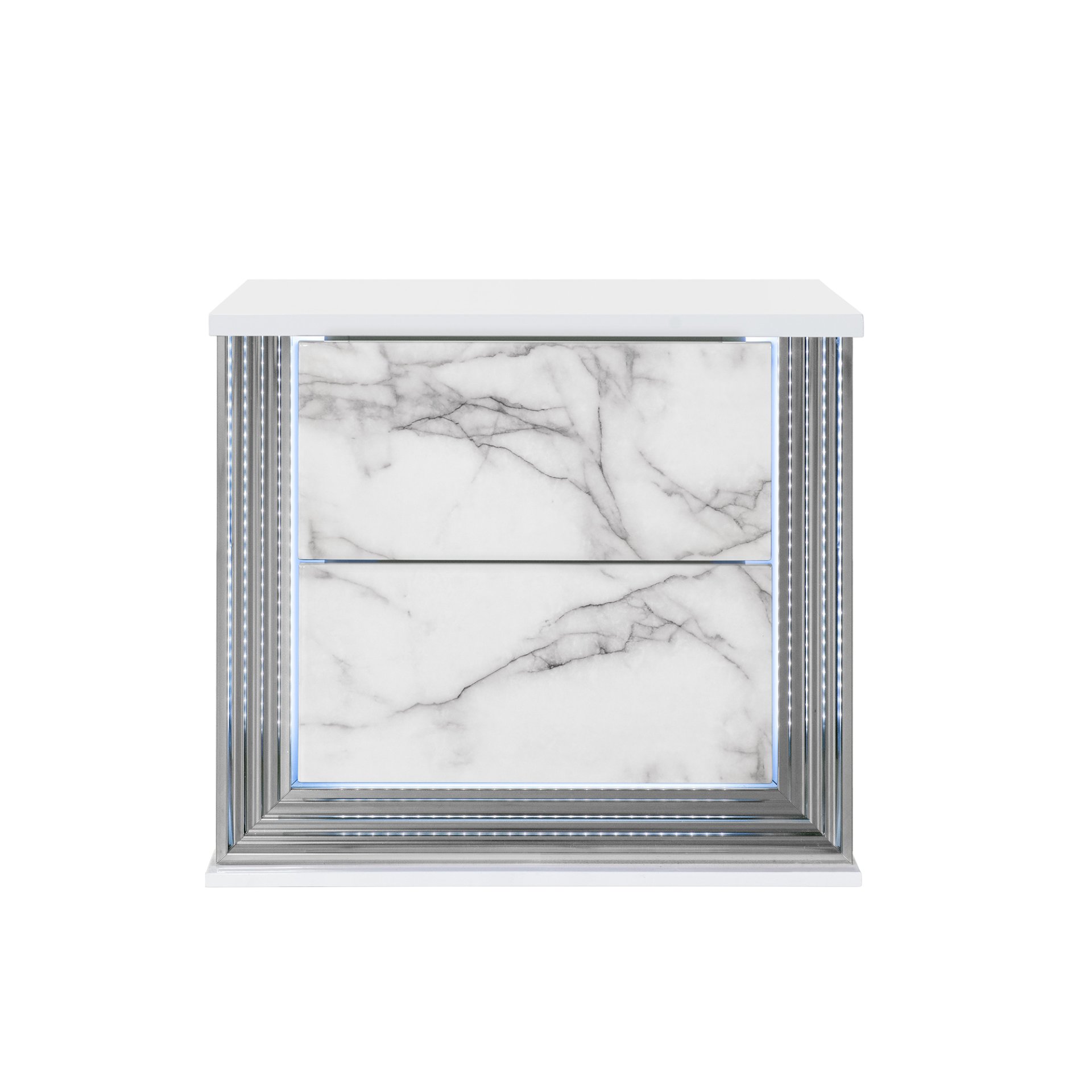Moon - Marble Nightstand With LED - White - Image 5