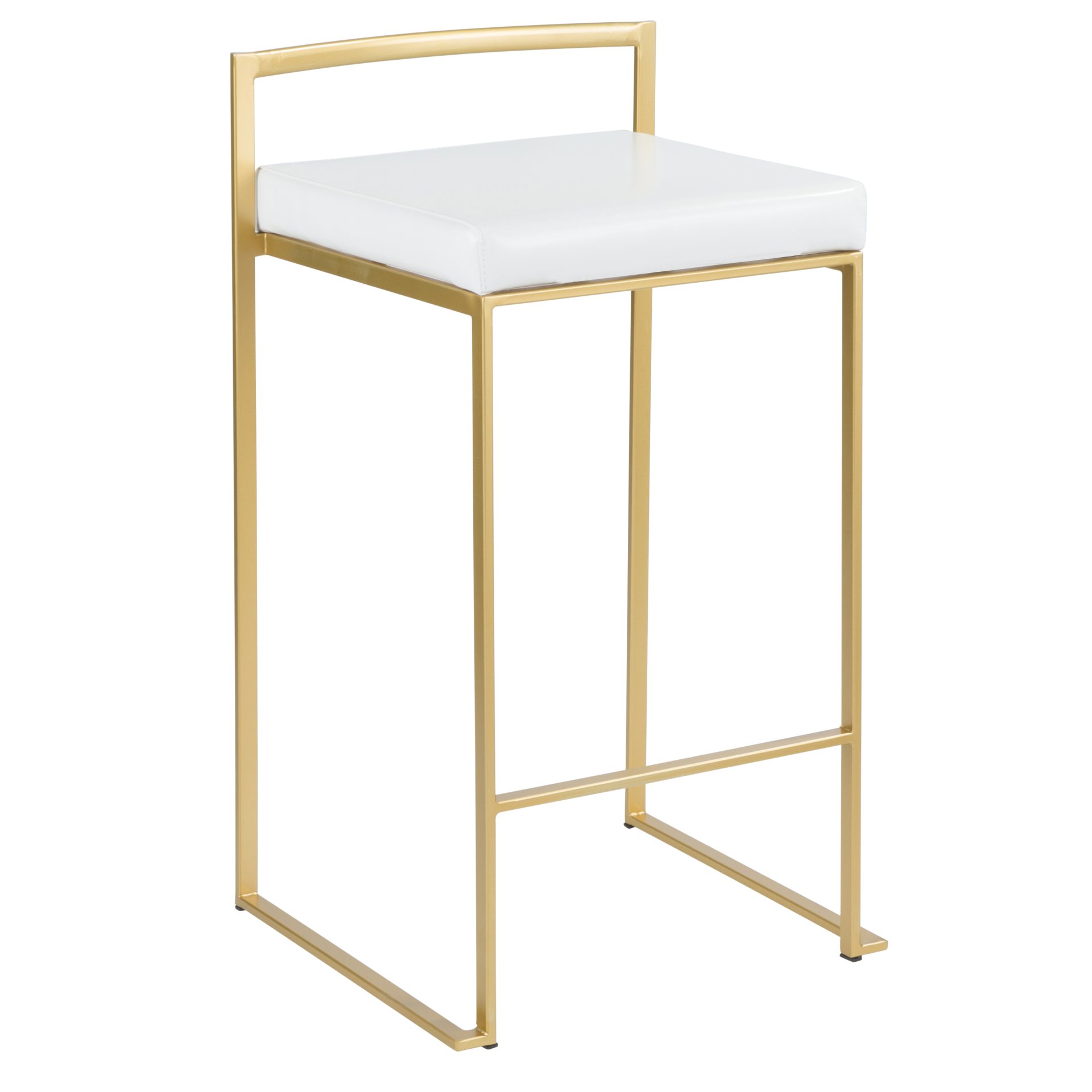 Fuji - Contemporary Counter Stool (Set of 3) - Gold / White - Image 2