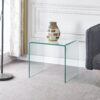Tempered Bent Glass Sidetable, Transparent End Table, Sofa Table, Premium Glass, Multi Purpose Design - Transparent - Image 2