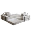 Floor Couch, Compression Sofa, Convertible Floor Sofa Bed & Pillow Back Support Armrest - Light Gray - Image 15