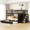 Full Over Full Bunk Bed With Twin Size Trundle And Staircase - Espresso - Image 13