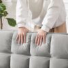 Modern Velvet Loveseat Futon Sofa Couch With Pullout Bed Reclining Backrest Toss Pillows 3 In 1 Convertible Sleeper Sofa Bed - Gray - Image 6