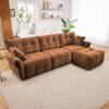3 Seater Sofa Set With Ottoman And Pillows, Textured, High Resilience Cushions - Burnt Orange - Image 13
