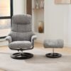 Recliner Chair With Ottoman Modern 360° Swivel Lounge Chair With Footstool Chenille Fabric 5 Point Vibration Massage Seat Heating & 140° Adjustable Backrest - Gray - Image 12