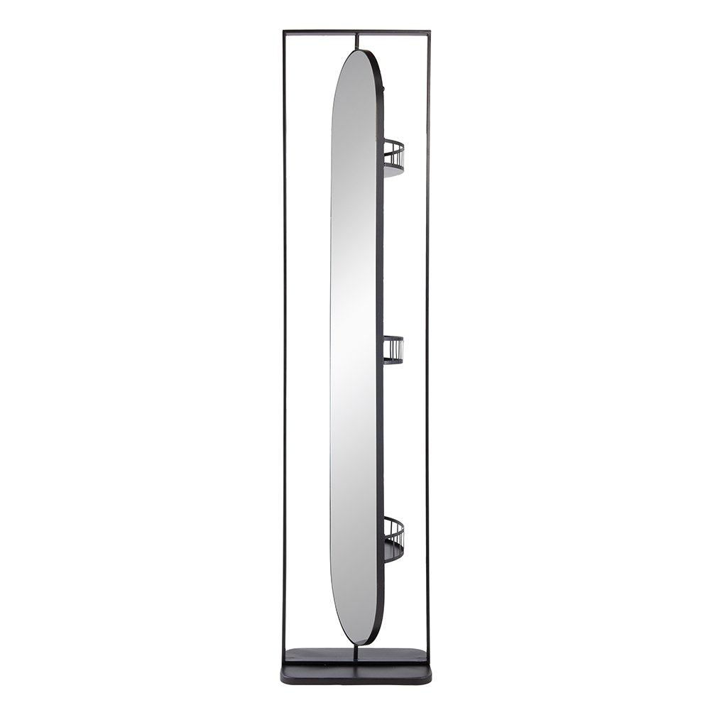 Full Length Standing Mirror, 360° Swivel Floor Mirror For Bedroom - Black - Image 3