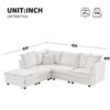 Modern Sectional Sofa With Vertical Stripes, 2 Pillows, 5 Seat Couch With Convertible Ottoman, Various Combinations, L-Shape Indoor Furniture - White - Image 24