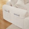 Full Compression Chaise Lounge Set Modular Corduroy Sectional With Arched Armrests Non Slip Base Includes 3 Back Cushions & 2 Throw Pillows - White - Image 7