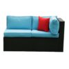 5 Pieces Rattan Sectional Outdoor Furniture Cushioned U Sof Set With 2 Pillow - Black / Blue - Image 9