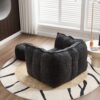 Soft Chenille Bean Bag Chair With High Resilient Foam For Living Room And Bedroom Comfortable Square Lazy Sofa With Footstool - Black - Image 8