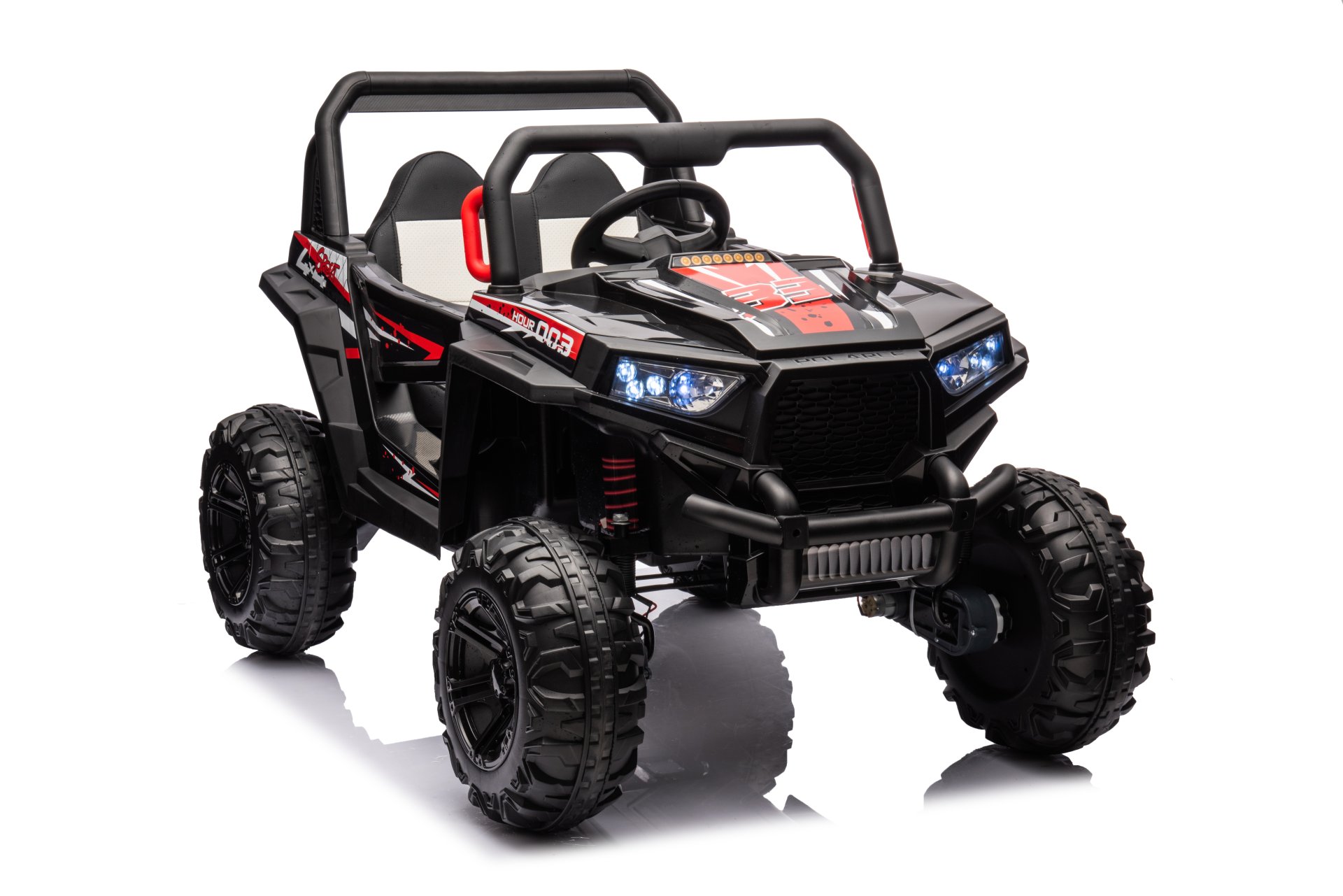 12V7A*1 30W*4 Four-Wheel Drive Leather Seat One Button Start, Forward And Backward, High And Low Speed, Music, Front Light, Power Display, Two Doors Can Open, 2.4G R / C, Seat Belt Four Wheel Absorber - Black - Image 10
