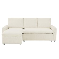 Convertible L Shaped Sleeper Sofa Bed With Reversible Chaise And Storage - Beige