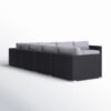 Wide Outdoor Patio Sectional With Cushions - Black - Image 3