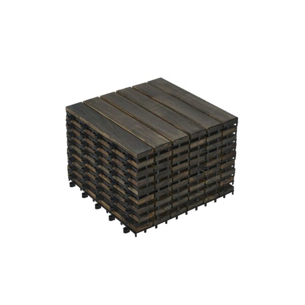 Interlocking Deck Tiles Striped Pattern - Dark Brown