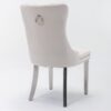 Nikki - Modern, High-End Tufted Solid Wood Contemporary Velvet Upholstered Dining Chair With Chrome Stainless Steel Plating Legs, Nailhead Trim (Set of 2) - Beige - Image 6