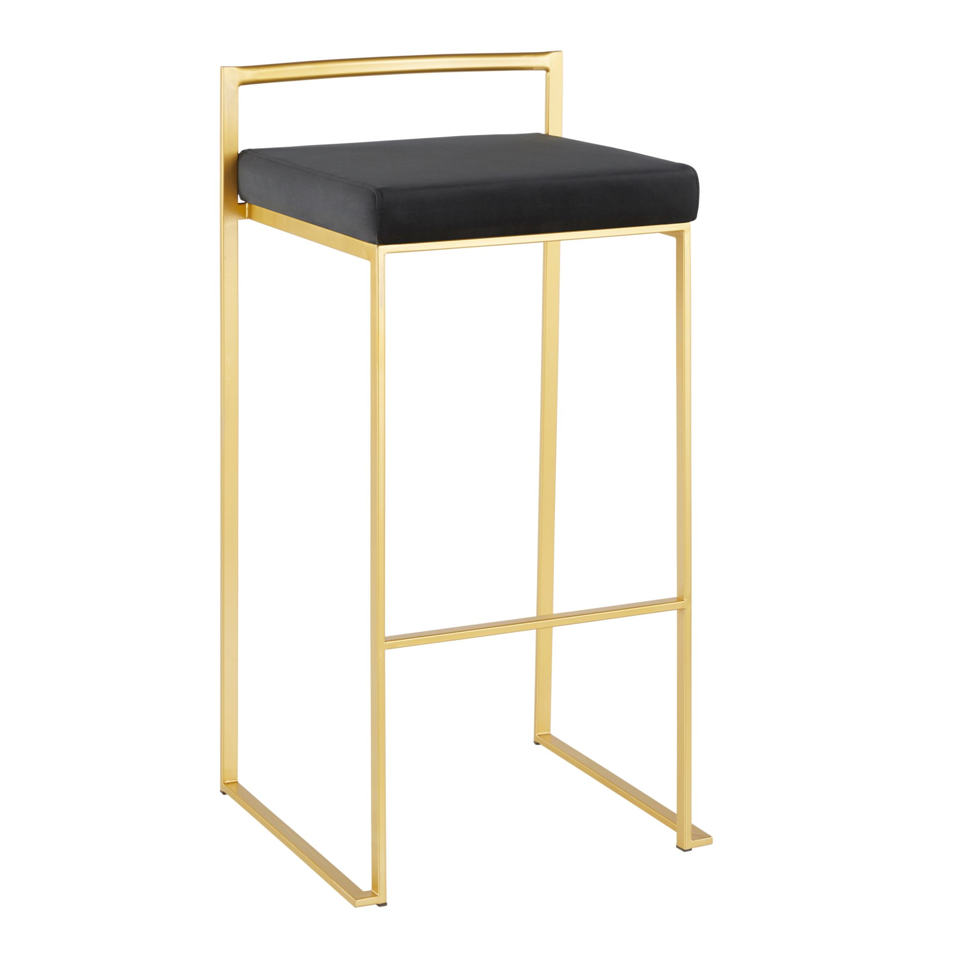 Fuji - Contemporary Barstool (Set of 2) - Gold / Black - Image 2