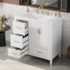 Elegant Freestanding Bathroom Vanity With Sink, Soft Closing Cabinet & Drawers - White - Image 5