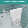 Frameless Double Sliding Soft Close Bathtub Shower Door, 5 / 16" Clear Nano Coated Tempered Glass And 304 Stainless Steel Handle - Brushed Nickel - Image 10