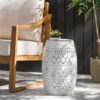 Transitional Ruby - Side Table With Lace Cut Design - White - Image 7