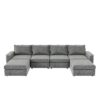 Chenille Modular Sectional Sofa, U Shaped Reversible Couch, Free Combination, 6 Seat Sleeper Sofa Bed With Ottoman, Convertible Oversized Indoor Furniture - Gray - Image 2