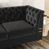 Fx-P83-Bk2 (Sofa) Luxurious Velvet Sofa With Gold Legs, Modern Chesterfield Design, Tufted Upholstery, 3-Seat Couch For Living Room And Office - Black - Image 6