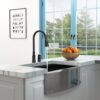 16.9" Kitchen Sink Faucet With Separate Handle And Pull Down Sprayer, Lead Free Brass - Matte Black - Image 7