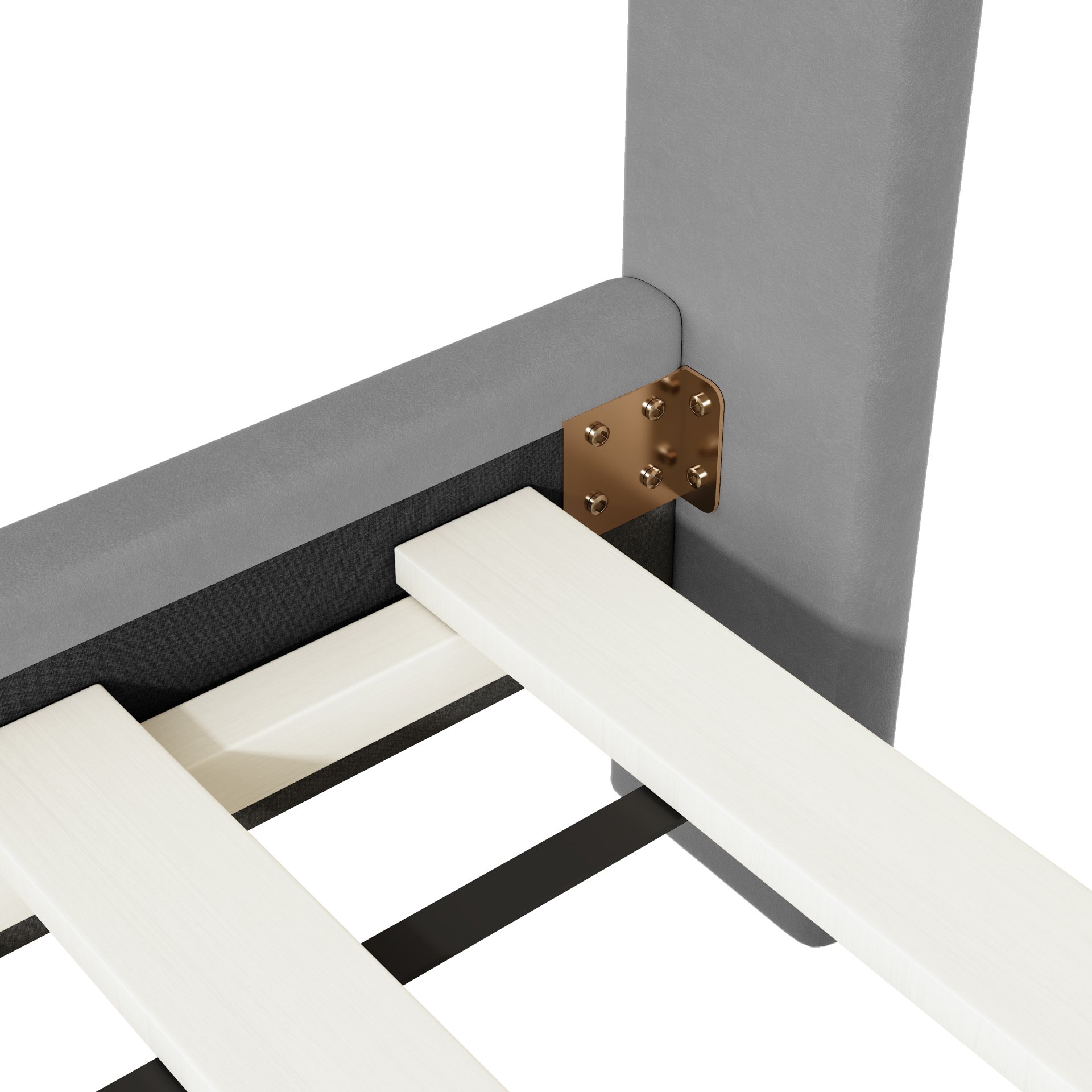 Full Size Upholstered Platform Bed With Classic Semi-Circle Shaped Headboard And Mental Legs - Gray - Image 9