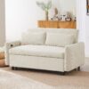 Pull Out Sofa Bed Convertible Couch 2 Seat Loveseat Sofa Modern Sleeper Sofa With 2 Throw Pillows And USB Ports For Living Room - Beige - Image 10