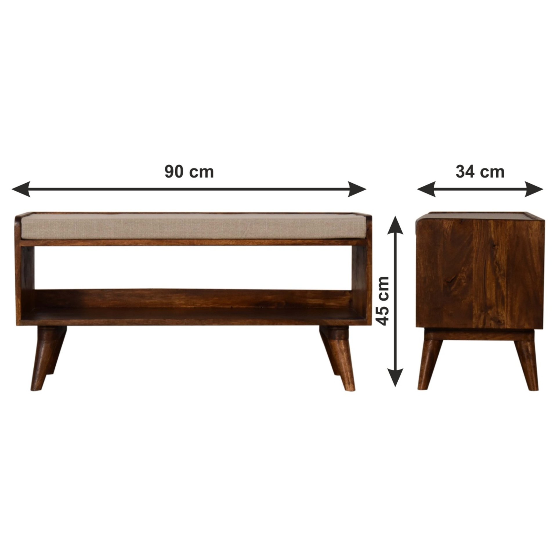 Nordic Storage Bench - Chestnut / Mud Linen - Image 14