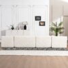 Upholstered Sofa Free Combined Sofa Couch With 2 Chaise Lounge And 5 Back Pillows For Living Room - Beige - Image 20