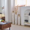 Floor Metal Vases Decorated Metal Vases (Set of 3) Gorgeous Home Decoration Large Glazed Metal Vases - White / Gold - Image 17