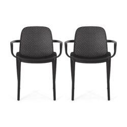 Roxanne - Outdoor Stacking Dining Armchair (Set of 2) - Black