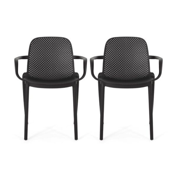 Roxanne - Outdoor Stacking Dining Armchair (Set of 2) - Black