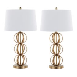 Linx - Contemporary Table Lamp (Set of 2) - Gold / White