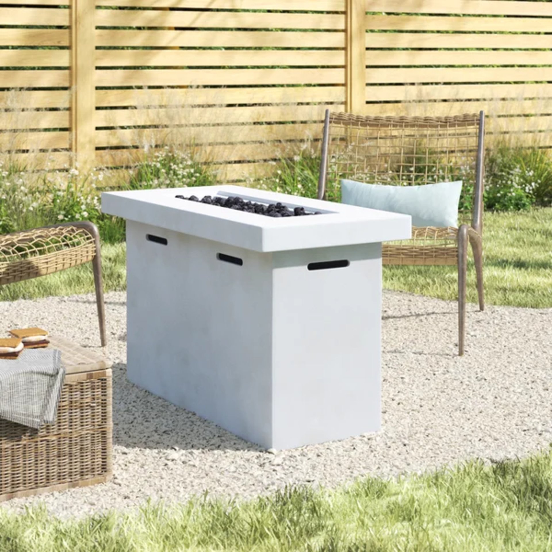 Reinforced - Propane Outdoor Fire Pit Table - Natural / White - Image 2