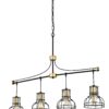 Dining Room Light Fixture / Chandelier Table, 40 -" Hanging For Farmhouse Linear Chandeliers, 5 Light Kitchen Island Lighting Ceiling Chandelier, With Metal Lampshade - Gold / Matte Black - Image 13