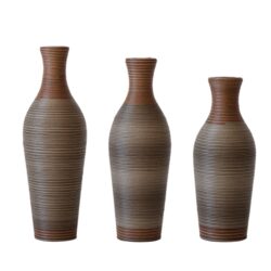 Desktop Vase, Classic And Neat Floor Vase, High Independent Flower Stand, Home Decoration Flower Stand (Set of 3) - Brown Gray